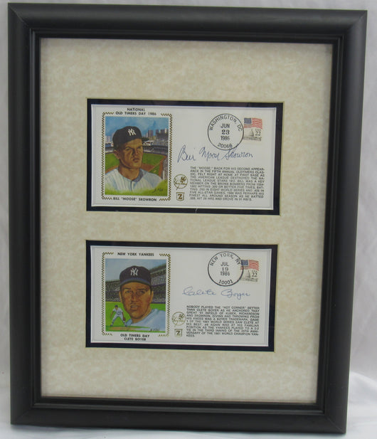 Bill Skowron and Clete Boyer Signed Framed Post Cards JSA Authenticated