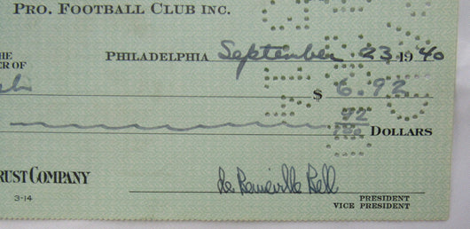 Bert Bell Multi Signed Auto Eagles Check JSA CM07467