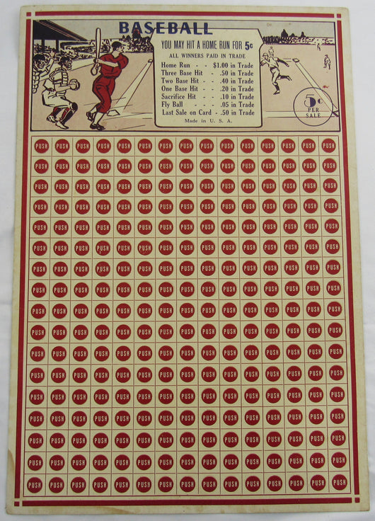 Vintage Punchboard Baseball Poster