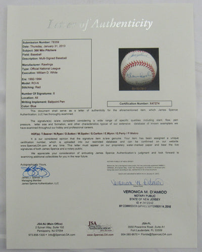300 Wins Club Signed Rawlings Baseball JSA LOA X47274