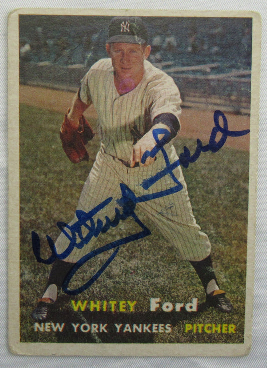 1957 Topps Whitey Ford Signed Auto Baseball Card