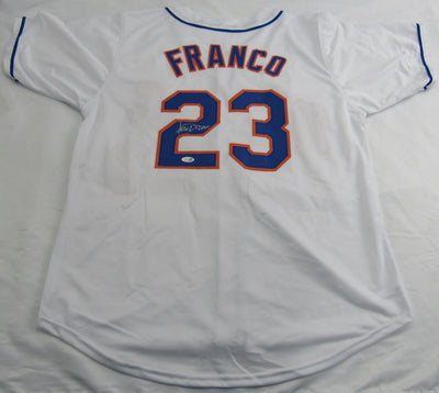 Julio Franco Signed Auto Mets Baseball Jersey JSA Witnessed Certified