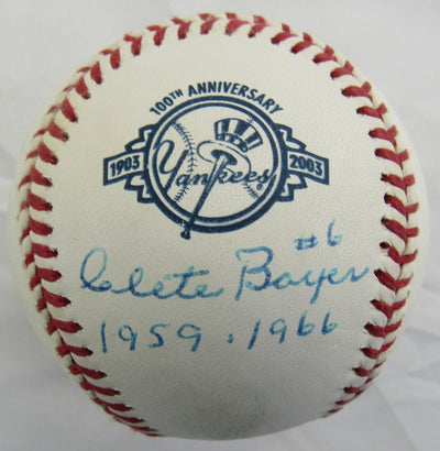 Clete Boyer Signed Auto Rawlings Yankees 100th Anniversary Baseball w/ Insc