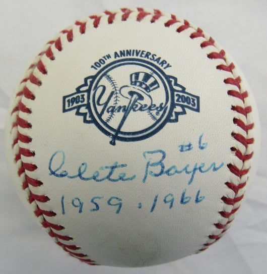 Clete Boyer Signed Auto Rawlings Yankees 100th Anniversary Baseball w/ Insc