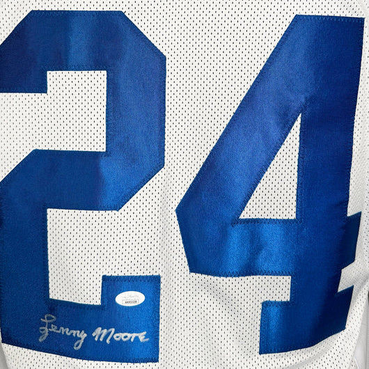Lenny Moore Signed Indianapolis White Football Jersey (JSA)