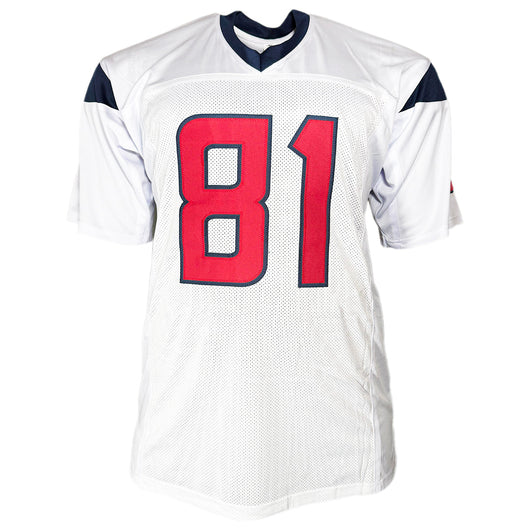 Jayden Higgins Signed Houston White Football Jersey (JSA)