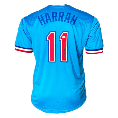 Toby Harrah Signed Texas Blue Baseball Jersey (JSA)