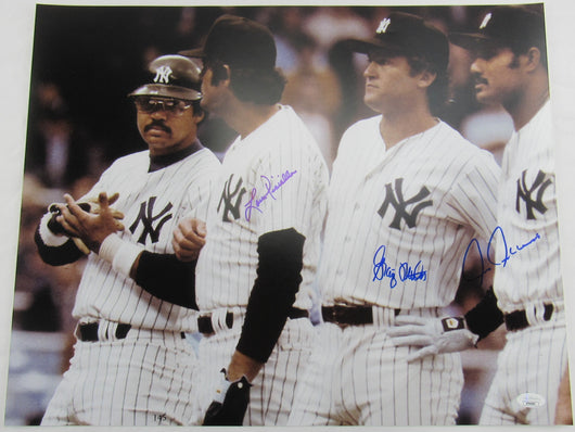 Chris Chambliss Lou Pinella Graig Nettles Signed 16x20 Photo JSA Witness COA