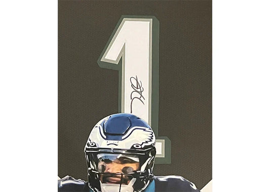 Jalen Hurts Signed Philadelphia Black Framed Jersey 39x27 (JSA)