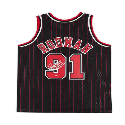 Fanatics Authentic Dennis Rodman Autographed Chicago Bulls Mitchell & Ness 1996/97 Black w/ Pinstripes Jersey