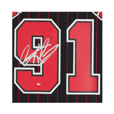 Fanatics Authentic Dennis Rodman Autographed Chicago Bulls Mitchell & Ness 1996/97 Black w/ Pinstripes Jersey