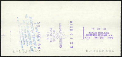 Sal Maglie Autographed 3x6 Check Brooklyn Dodgers, New York Yankees SKU #147875
