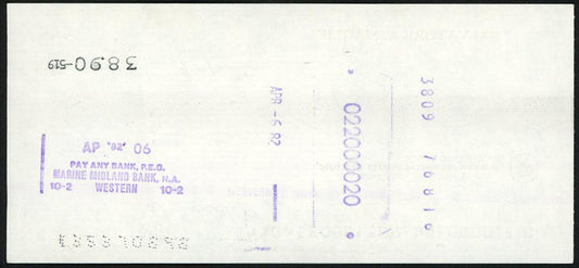 Sal Maglie Autographed 3x6 Check Brooklyn Dodgers, New York Yankees SKU #147868