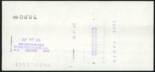 Sal Maglie Autographed 3x6 Check Brooklyn Dodgers, New York Yankees SKU #147868