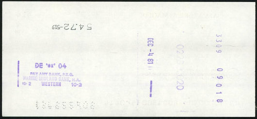 Sal Maglie Autographed 3x6 Check Brooklyn Dodgers, New York Yankees SKU #147871