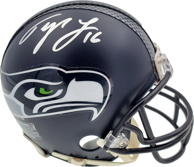 Tyler Lockett Autographed Seattle Seahawks Mini Helmet In Silver MCS Holo Stock #182258
