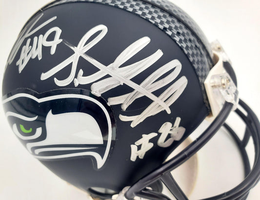 Shaquem & Shaquill Griffin Autographed Seattle Seahawks Mini Helmet In Silver MCS Holo Stock #134373