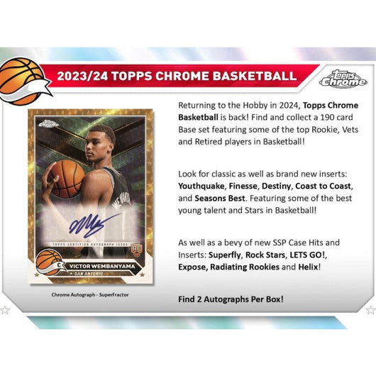 2023-24 Topps Chrome Basketball Hobby 12 Box Case