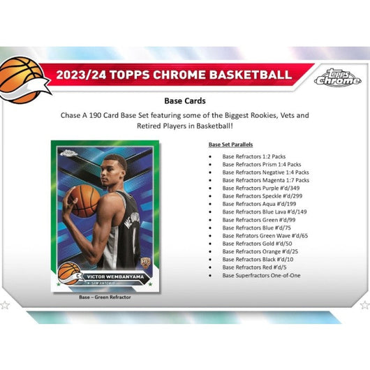 2023-24 Topps Chrome Basketball Hobby 12 Box Case