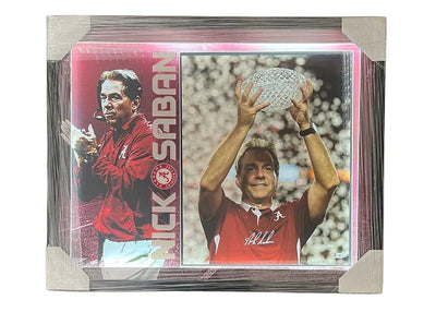Nick Saban Signed Alabama College 3D Light Up Framed Football 16x20 Photo (Beckett)