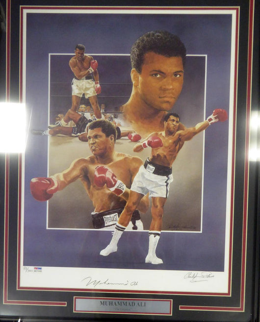 Muhammad Ali Autographed Framed 18x24 Lithograph Photo Auto Grade 10 PSA/DNA #B27065
