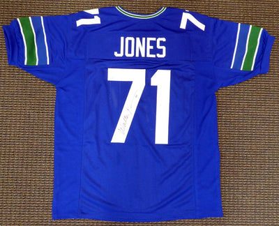 Seattle Seahawks Walter Jones Autographed Blue Jersey MCS Holo Stock #124675