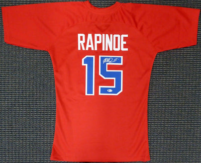 Team USA Megan Rapinoe Autographed Red Jersey Beckett BAS Stock #155791