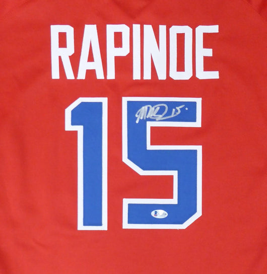 Team USA Megan Rapinoe Autographed Red Jersey Beckett BAS Stock #155791