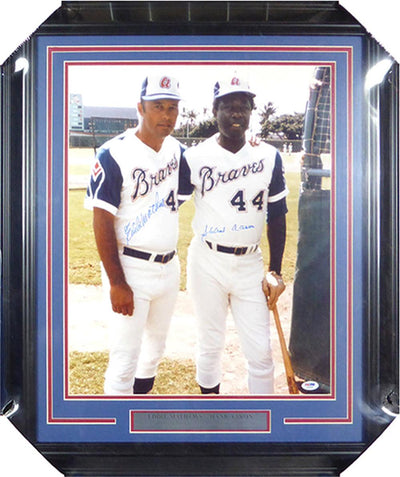 Hank Aaron & Eddie Mathews Autographed Framed 16x20 Photo Atlanta Braves PSA/DNA #X30528