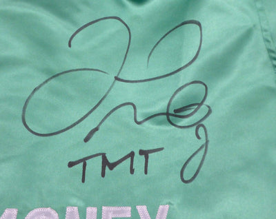 Floyd Mayweather Jr. Autographed Green Boxing Trunks "TMT" Beckett BAS Stock #159663