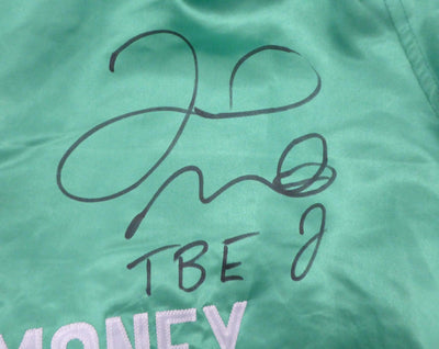 Floyd Mayweather Jr. Autographed Green Boxing Trunks "TBE" Beckett BAS Stock #159664