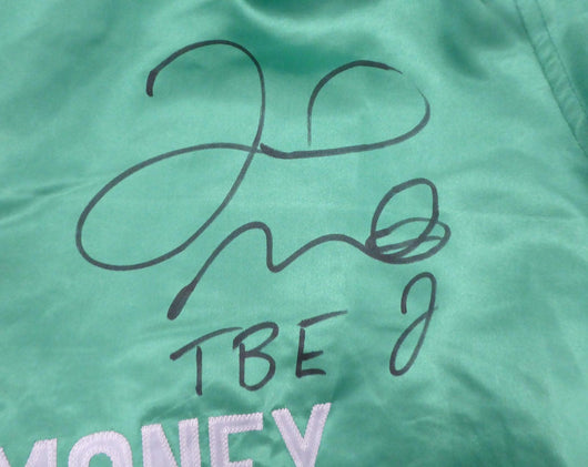 Floyd Mayweather Jr. Autographed Green Boxing Trunks "TBE" Beckett BAS Stock #159664