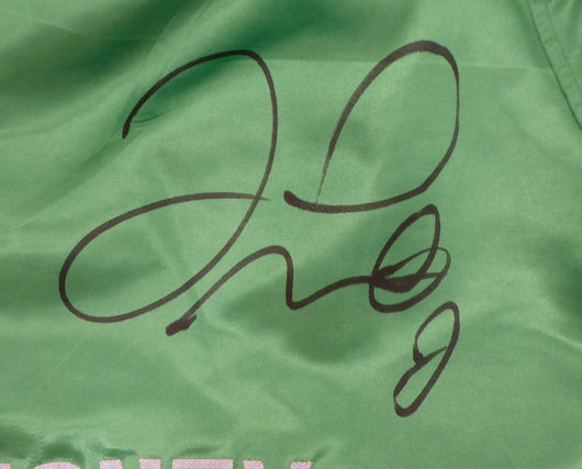 Floyd Mayweather Jr. Autographed Green Boxing Trunks Beckett BAS Stock #159665