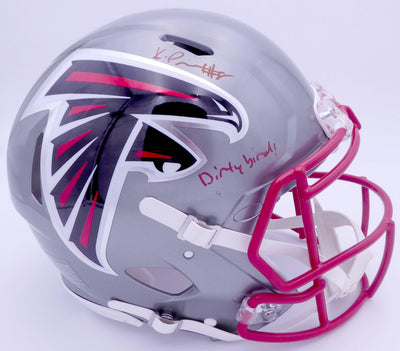 Kyle Pitts Autographed Atlanta Falcons Flash Silver Full Size Authentic Speed Helmet "Dirty Bird" (Smudge) Beckett BAS QR #WL25812