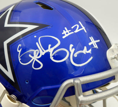 Ezekiel Elliott Autographed Dallas Cowboys Flash Blue Full Size Authentic Speed Helmet (Smudge) Beckett BAS #WT81470