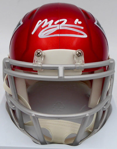Mac Jones Autographed New England Patriots Flash Red Speed Mini Helmet (Damaged) Beckett BAS #WS86312