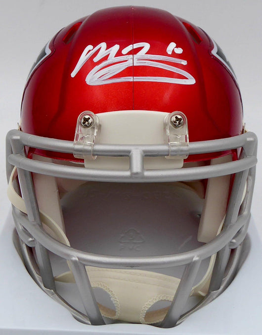 Mac Jones Autographed New England Patriots Flash Red Speed Mini Helmet (Damaged) Beckett BAS #WS86312