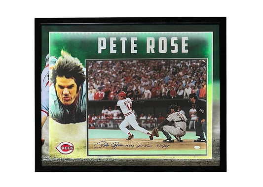 Pete Rose Signed 4192 Hit King 9/11/85 Inscription 3D Framed Baseball 16x20 Photo (JSA)