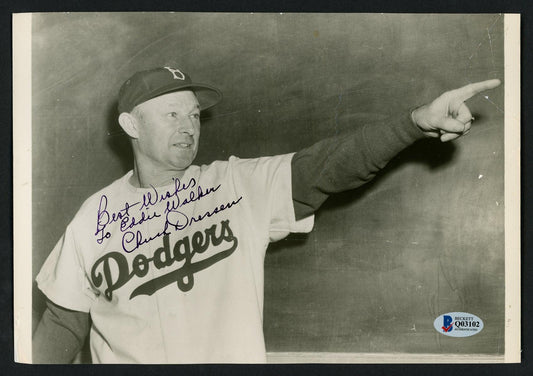 Chuck Dressen Autographed 7x10 Photo Brooklyn Dodgers "To Eddie Best Wishes" Beckett BAS #Q03102