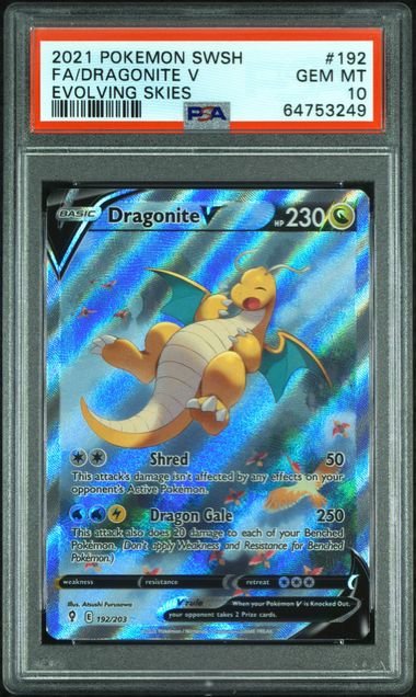 [PSA 10 - GEM MT] DRAGONITE V #192 - Evolving Skies (2021)