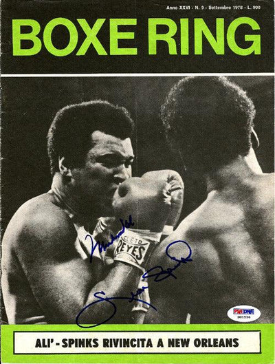 Muhammad Ali & Leon Spinks Autographed Magazine Cover PSA/DNA #S01556