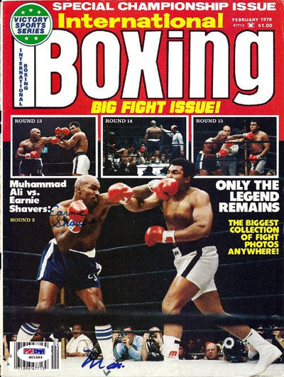 Muhammad Ali & Earnie Shavers Autographed International Boxing Magazine Cover PSA/DNA #S01564