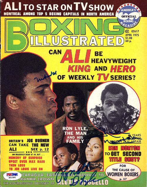 Muhammad Ali, Ken Norton & Ron Lyle Autographed Boxing Illustrated Magazine Cover PSA/DNA #S01580