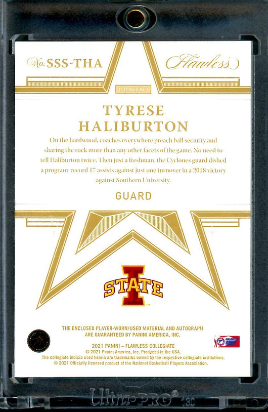2022/23 Panini Flawless Collegiate Tyrese Haliburton Star Swatch Auto 1/1 Pacers