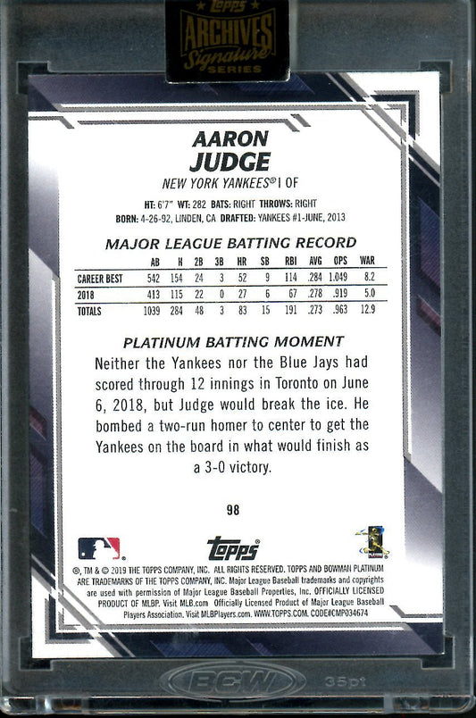 2022 Topps Archives Signatures Aaron Judge Auto 1/1 Yankees