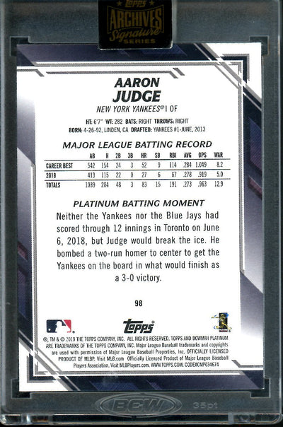 2022 Topps Archives Signatures Aaron Judge Auto 1/1 Yankees