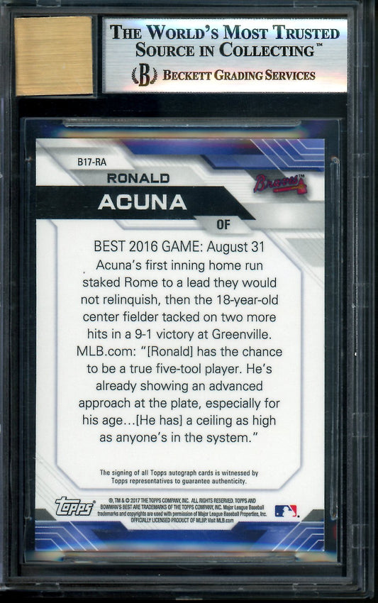 2017 Bowman's Best Ronald Acuna Jr. Green Refractor Auto /99 Braves