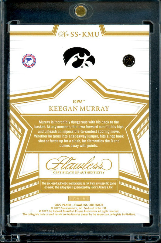 2022/23 Panini Flawless Collegitae Keegan Murray Rookie RPA Gold /10 Kings