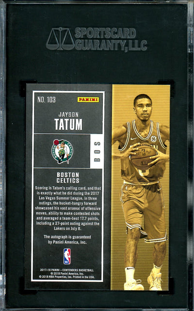 2017/18 Panini Contenders Jayson Tatum Rookie Ticket Auto /125 SGC 9.5 Celtics