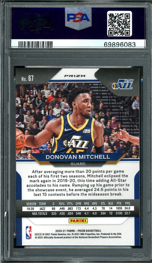 2020/21 Panini Prizm Donovan Mitchell Gold Shimmer /10 PSA 10 Cavaliers